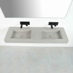 Plan Double Vasque Suspendu SISA 150 Cm En Solid Surface -Produits De Salle De Bain Soldes 2024 11027 vasque sisa familia ciment