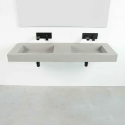 Plan Double Vasque Suspendu SISA 150 Cm En Solid Surface -Produits De Salle De Bain Soldes 2024 11028 vasque sisa familia ciment 3