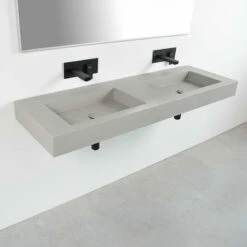 Plan Double Vasque Suspendu SISA 150 Cm En Solid Surface -Produits De Salle De Bain Soldes 2024 11029 vasque sisa familia ciment 4