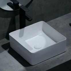 Vasque à Poser Blanc Brillant Cube 36 Cm