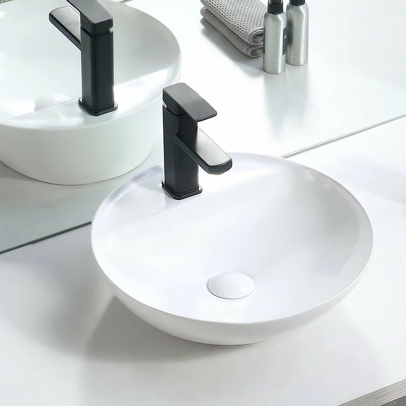 Vasque à Poser Blanc Brillant Sphère 42 Cm 3 Vasque à Poser Blanc Brillant Sphère 42 Cm