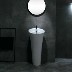 Lavabo Totem Oval Blanc Brillant Avec Plage Iconique