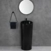 Lavabo Totem Rond Noir Cylinder -Produits De Salle De Bain Soldes 2024 17221 lavabo sur pied totem rond