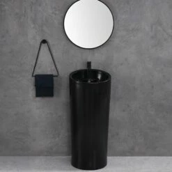 Lavabo Totem Rond Noir Cylinder