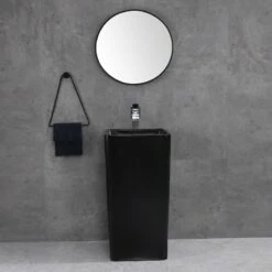Lavabo Totem Carré Noir Cuboid 10 Lavabo Totem Carré Noir Cuboid -Produits De Salle De Bain Soldes 2024 17446 vasque haute totem noir