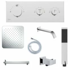Kit Bain Douche Thermostatique 3 Fonctions Quadra -Produits De Salle De Bain Soldes 2024 17690 kit de douche encastrable thermostatique chrome cezo