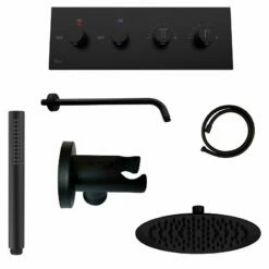 Kit Douche Encastrable Noir Double-fonction FINA Mural -Produits De Salle De Bain Soldes 2024 17706 kit de douche encastrable noir pommeau de douche rond 30 cm fina