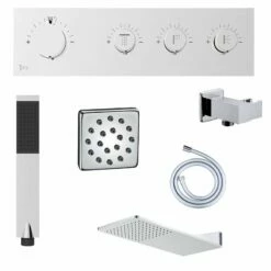 Kit De Douche Hydromassant 3 Fonctions Legancia -Produits De Salle De Bain Soldes 2024 17708 kit de douche thermostatique encastrable 3 fonctions pommeau murale rectangle 60 cm avec buse hydromassante legancia