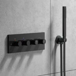 Kit Douche Encastrable Noir Double-fonction FINA Mural -Produits De Salle De Bain Soldes 2024 18569 kit douche encastre fina noir 5