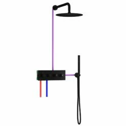 Kit Douche Encastrable Noir Double-fonction FINA Mural -Produits De Salle De Bain Soldes 2024 18571 kit douche encastre fina noir 9