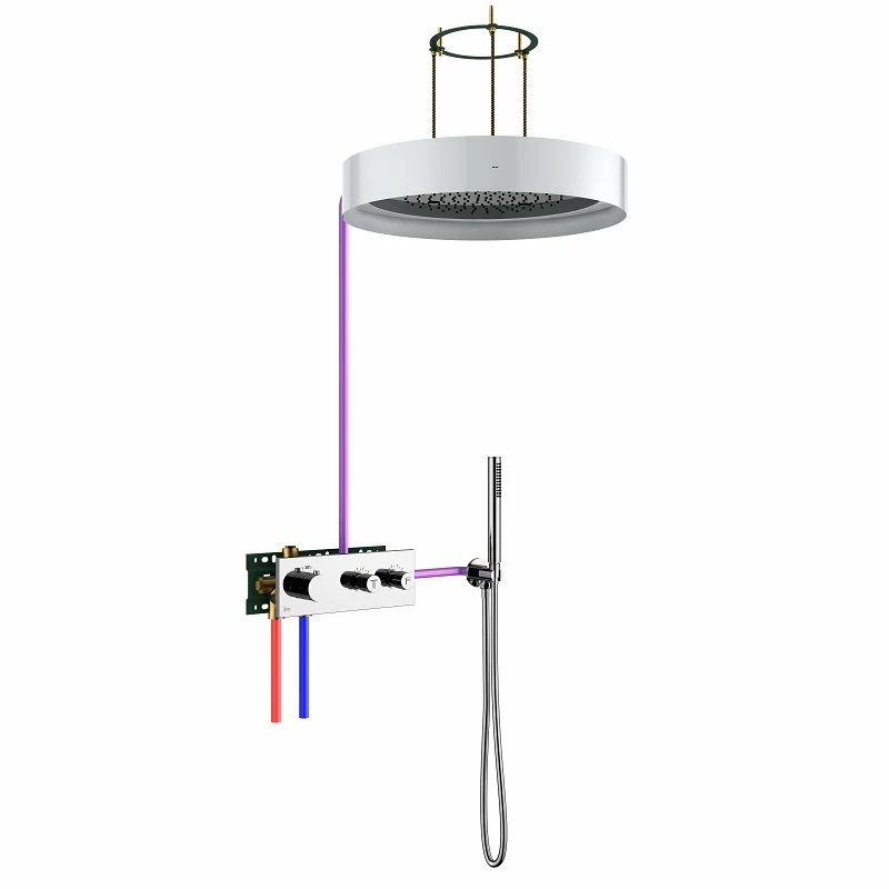 Kit Douche Encastrable Thermostatique Double-fonction LED Rond 5 Kit Douche Encastrable Thermostatique Double-fonction LED Rond – Image 3