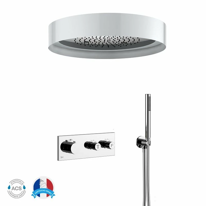 Kit Douche Encastrable Thermostatique Double-fonction LED Rond 4 Kit Douche Encastrable Thermostatique Double-fonction LED Rond – Image 2