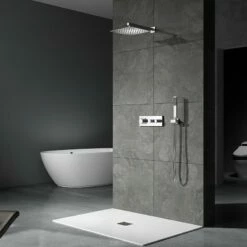 Kit Douche Encastrable Thermostatique Double-fonction QUADRA Mural