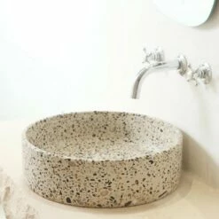 Vasque à Poser Terrazzo Marron 41 Cm -Produits De Salle De Bain Soldes 2024 20276 vasque salle de bain terrazzo