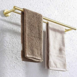Double Porte Serviette Or Brossé -Produits De Salle De Bain Soldes 2024 21169 or brosse barre serviette