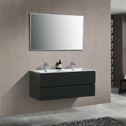 Meuble Salle De Bain Double Vasque Alicia 120 Cm Anthracite Mat