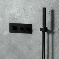 Kit Douche Encastrable Thermostatique Noir Double-fonction EREO Mural -Produits De Salle De Bain Soldes 2024 21935 kit encastrable noir mat thermostatique