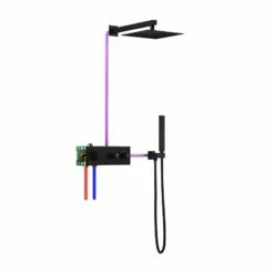 Kit Douche Encastrable Thermostatique Noir Double-fonction EREO Mural -Produits De Salle De Bain Soldes 2024 21941 pack complet robinet douche noir mat