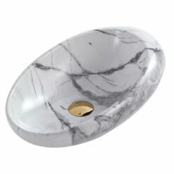 Vasque à Poser Effet Marbre Blanc Brillant Marbela 49 Cm -Produits De Salle De Bain Soldes 2024 22635 vasque marbella