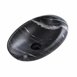 Vasque à Poser Effet Marbre Noir Mat Marbro 49 Cm -Produits De Salle De Bain Soldes 2024 22640 vasque marbro