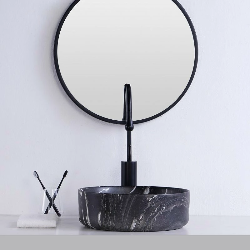 Vasque à Poser Effet Marbre Noir Mat Atena 36 Cm 5 Vasque à Poser Effet Marbre Noir Mat Atena 36 Cm – Image 3