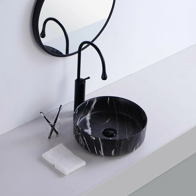 Vasque à Poser Effet Marbre Noir Mat Atena 36 Cm 3 Vasque à Poser Effet Marbre Noir Mat Atena 36 Cm