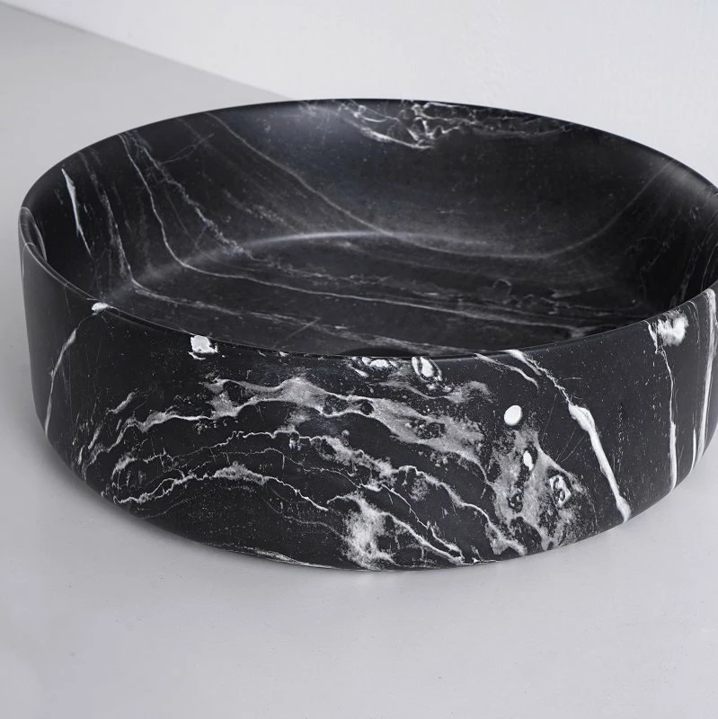 Vasque à Poser Effet Marbre Noir Mat Atena 36 Cm 6 Vasque à Poser Effet Marbre Noir Mat Atena 36 Cm – Image 4
