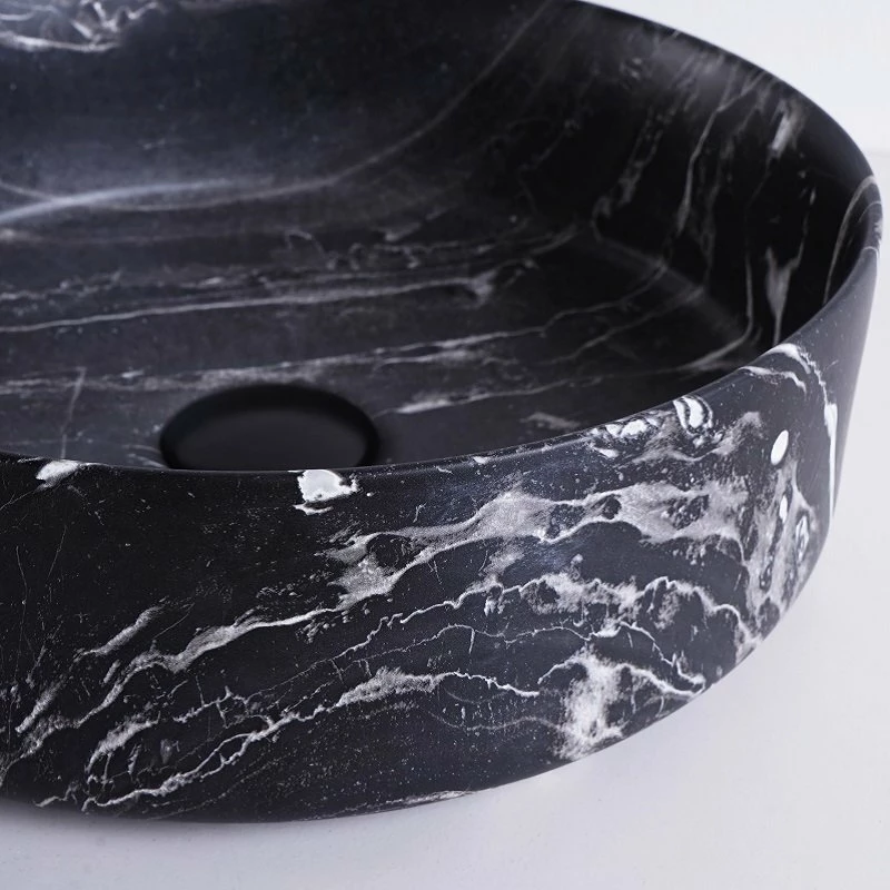Vasque à Poser Effet Marbre Noir Mat Atena 36 Cm 7 Vasque à Poser Effet Marbre Noir Mat Atena 36 Cm – Image 5