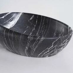 Vasque à Poser Effet Marbre Noir Mat Marbro 49 Cm -Produits De Salle De Bain Soldes 2024 22772 vasque galet noir