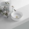 Vasque à Poser Blanc Brillant Gold Edge 36 Cm