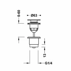 Bonde De Lavabo Universelle 63 Mm De Diamètre -Produits De Salle De Bain Soldes 2024 22929 dessin technique bonde
