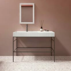 Console Plissé 120 Cm Solid Surface -Produits De Salle De Bain Soldes 2024 23080 console plisse