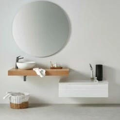 Plan Vasque Suspendu Cadena Chêne Massif