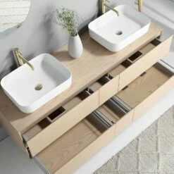 Meuble Bois Massif Woodland 170 Cm -Produits De Salle De Bain Soldes 2024 23187 meuble sous vasque woodland 170