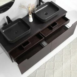 Meuble En Chêne Teinté Ébène 160 Cm -Produits De Salle De Bain Soldes 2024 23195 meuble ebene 160