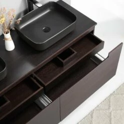 Meuble En Chêne Teinté Ébène 160 Cm -Produits De Salle De Bain Soldes 2024 23196 meuble 160