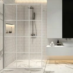 Paroi De Douche Fixe Atelier Blanc Mat 120 Cm à 140 Cm