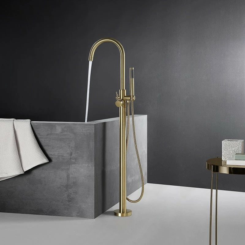 Mitigeur Au Sol Cezelo Doré Brossé 4 Mitigeur Au Sol Cezelo Doré Brossé – Image 2