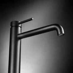 Robinet Mitigeur Surélevé Fina Noir Mat -Produits De Salle De Bain Soldes 2024 23888 robinet haut fina noir