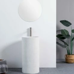 Lavabo Totem Rond Terrazzo Blanc Firenze
