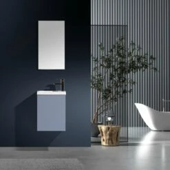 Meuble Lave Main Essential Gris Bleu 40 Cm X 22 Cm