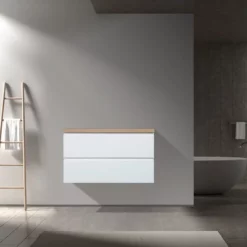 Meuble Avec Plan Pour Vasque Alicia Blanc Mat 90 Cm -Produits De Salle De Bain Soldes 2024 24682 meuble vasque blanc bois