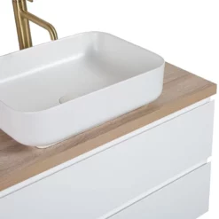 Meuble Avec Plan Pour Vasque Alicia Blanc Mat 90 Cm -Produits De Salle De Bain Soldes 2024 24684 meuble salle de bain 90cm