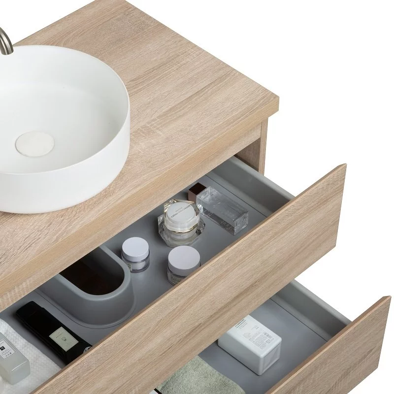 Meuble Avec Plan Pour Vasque Alicia Bois Chêne 90 Cm 9 Meuble Avec Plan Pour Vasque Alicia Bois Chêne 90 Cm – Image 7