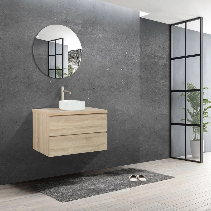 Meuble Avec Plan Pour Vasque Alicia Bois Chêne 90 Cm 3 Meuble Avec Plan Pour Vasque Alicia Bois Chêne 90 Cm