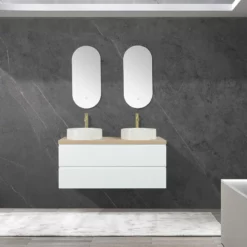 Meuble Avec Plan Pour Vasque Alicia Blanc Mat 120 Cm