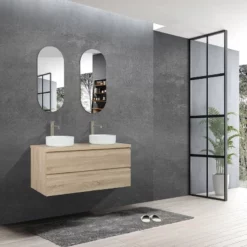 Meuble Avec Plan Pour Vasque Alicia Bois Chêne 120 Cm