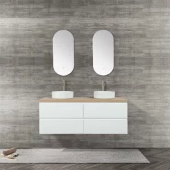 Meuble Avec Plan Pour Vasque Alicia Blanc Mat 140 Cm