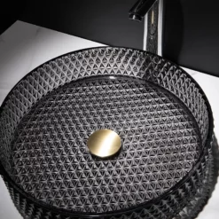 Vasque à Poser Noir Fumé Diamond 40 Cm -Produits De Salle De Bain Soldes 2024 24901 vasque ronde crsital noir