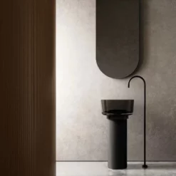 Lavabo Totem Noir Transparent Fumé